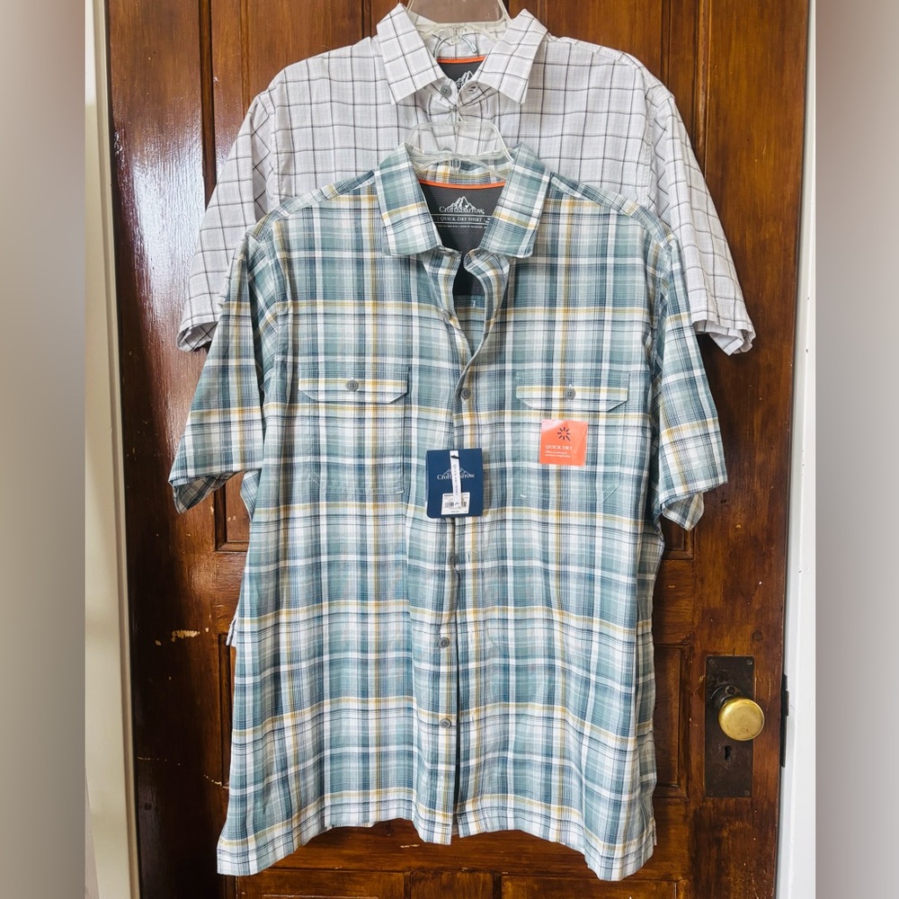 Quick Dry Plaid Button Down Shirts Croft & Barrow Men L NWT Bundle
